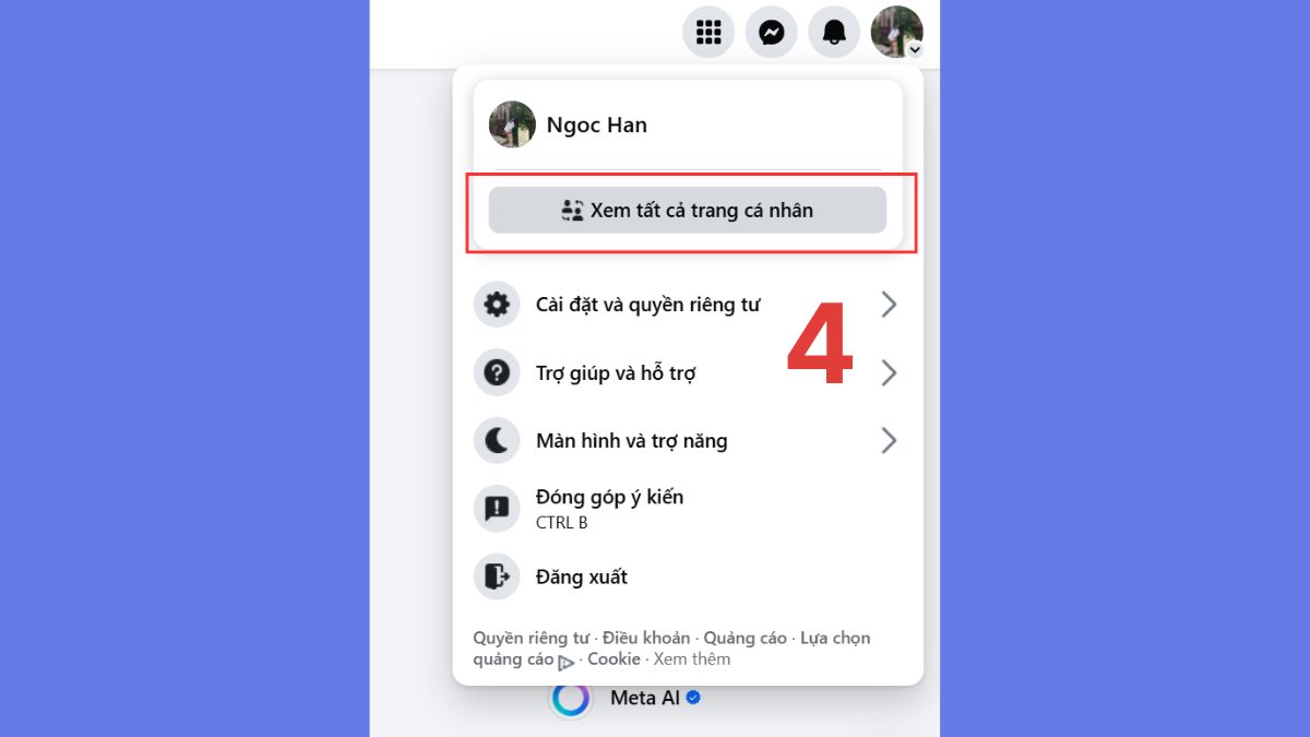 Cách chuyển đổi tài khoản Facebook trên máy tính - bước 4