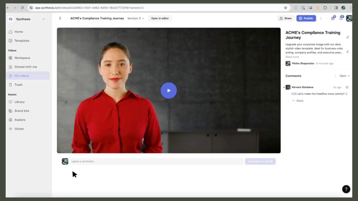 App AI tạo video và xử lý âm thanh tự động - synthesia.io