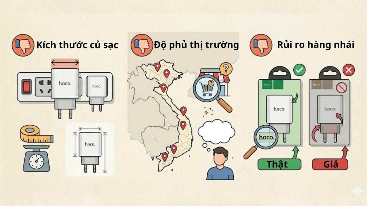 Nhược điểm cần lưu ý khi mua củ sạc Hoco dành cho iPhone