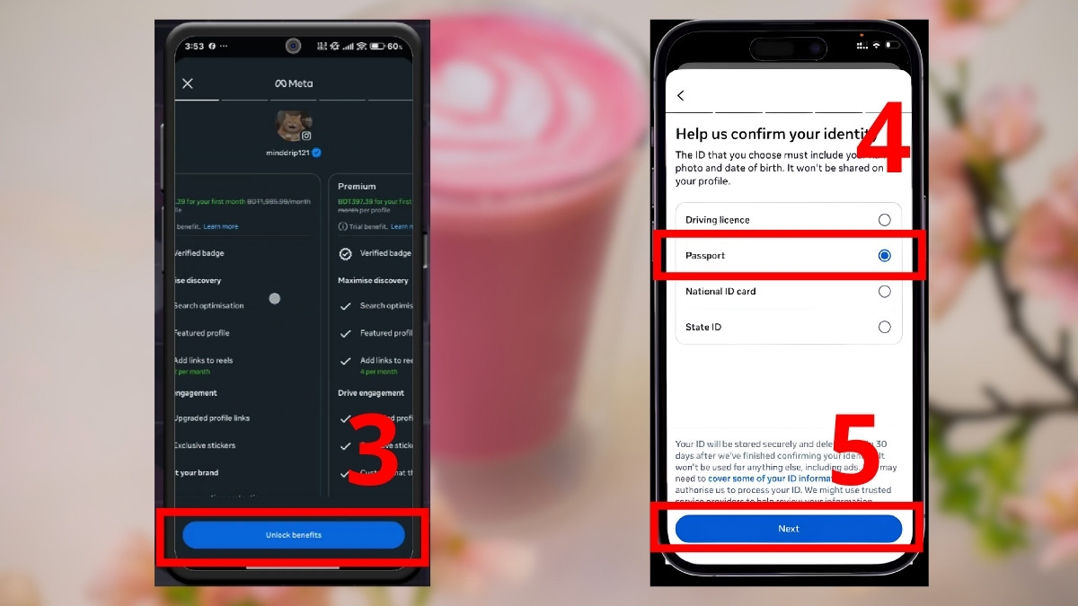 Đăng ký tích xanh Instagram qua Meta Verified - bước 2,3