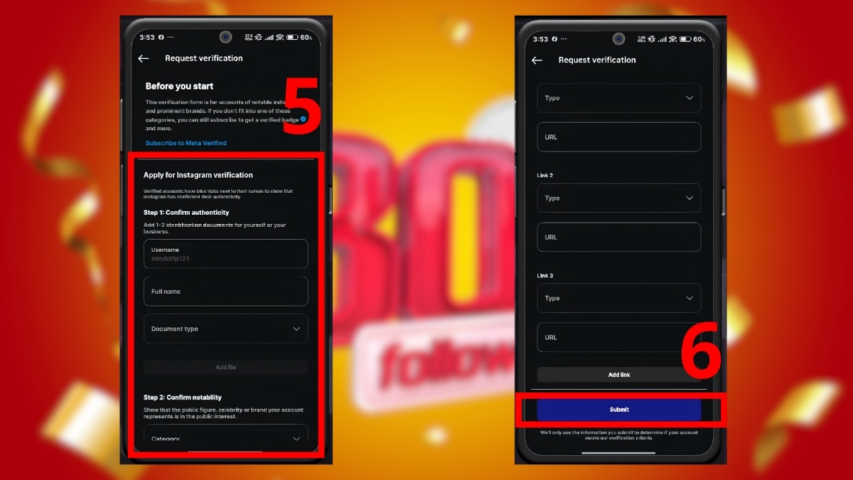 Đăng ký tích xanh Instagram dành cho nhân vật nổi tiếng hay thương hiệu - bước 3,4