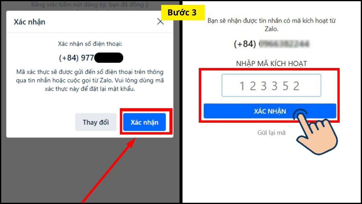Đăng ký Zalo app trên máy tính - bước 2,3