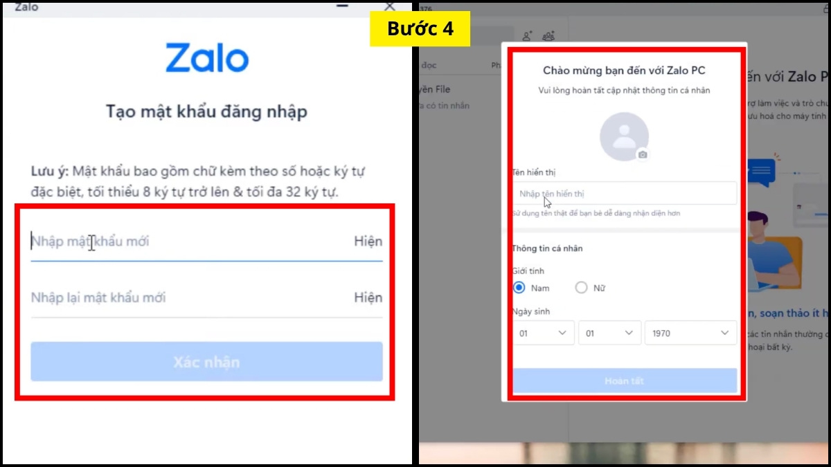 Đăng ký Zalo app trên máy tính - bước 4