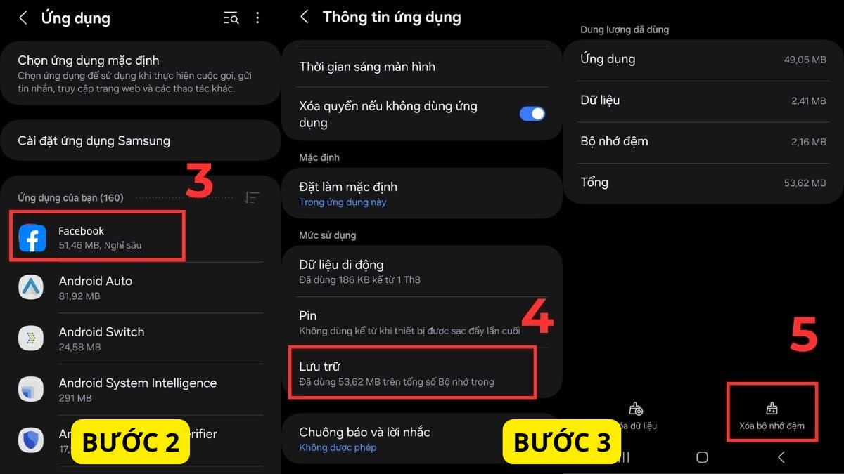 Cách sửa lỗi đăng nhập game bằng Facebook bằng cách xóa cache - bước 2,3