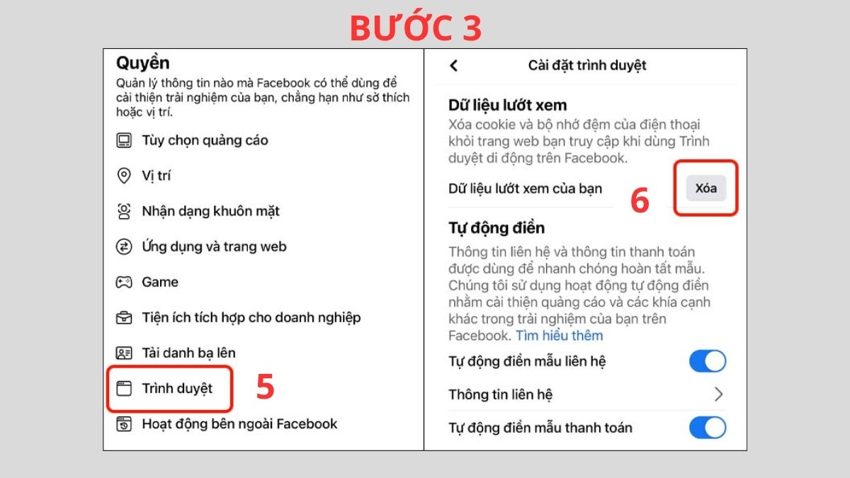 Cách khắc phục lỗi đăng nhập TikTok bằng Facebook không được - xóa bộ nhớ đệm facebook - bước 3