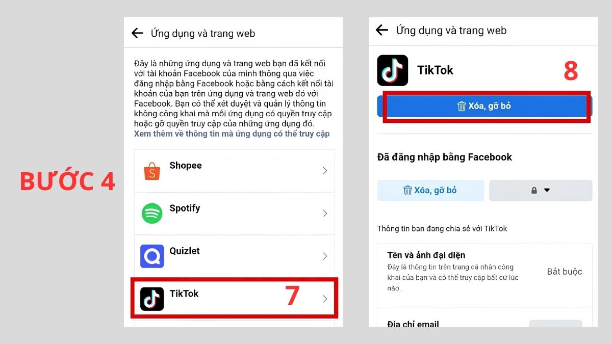 Cách hủy hoặc đổi liên kết TikTok với Facebook - bước 4