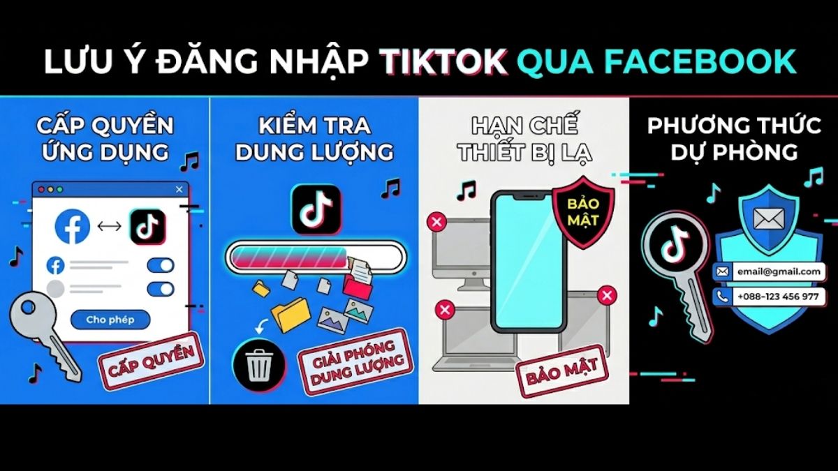 Một số lưu ý khi đăng nhập TikTok bằng Facebook để tránh lỗi tái diễn