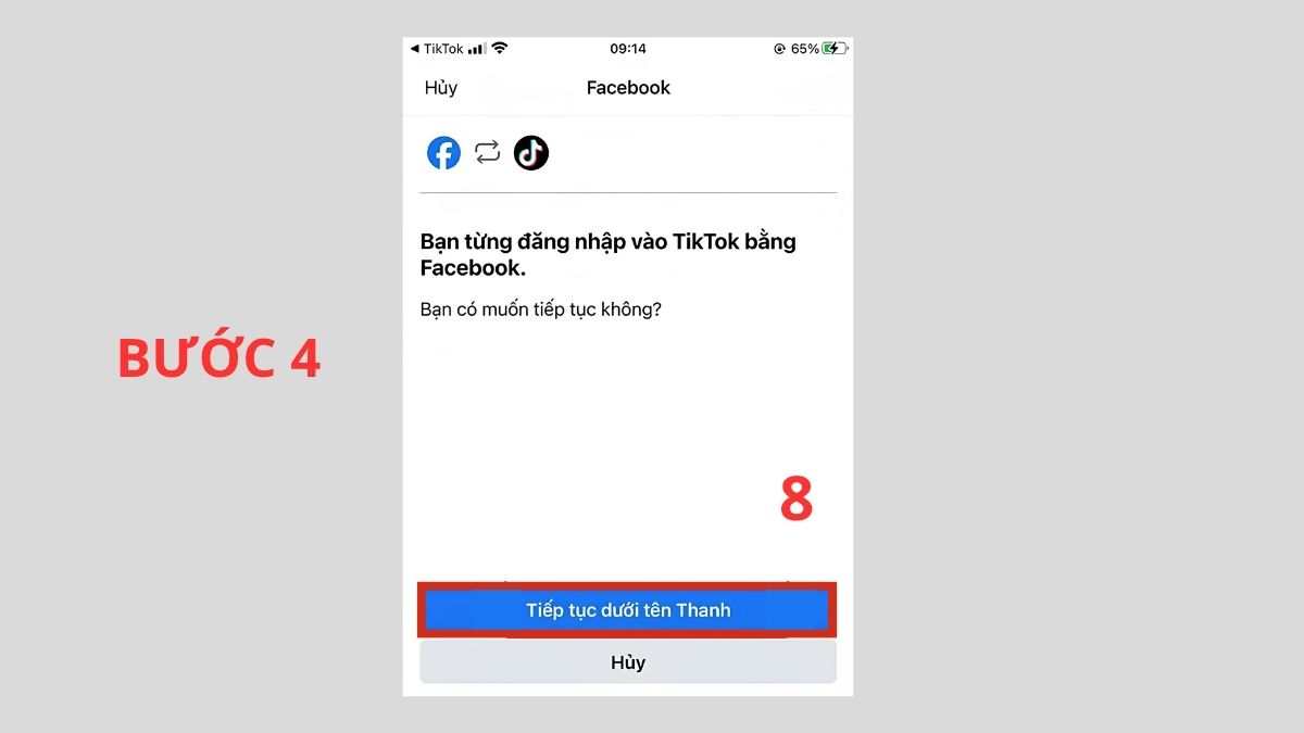 Đăng nhập Facebook trên ứng dụng Facebook trước, sau đó thử lại TikTok - bước 4