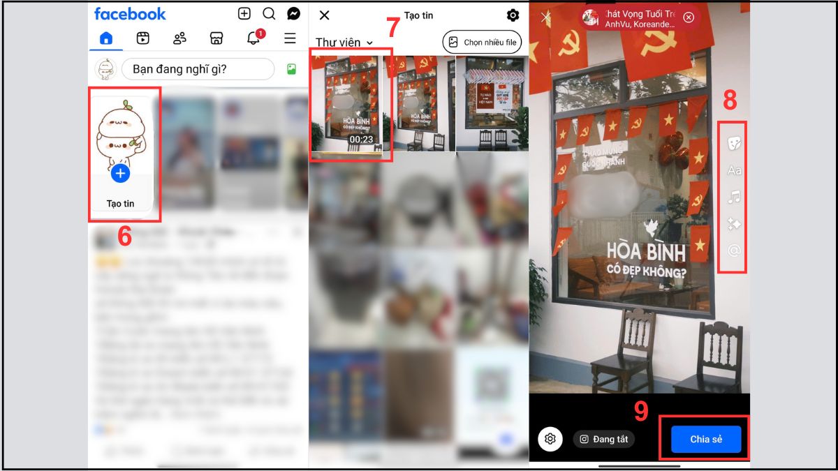 Cách đăng video lên story Facebook cho Android - bước 4