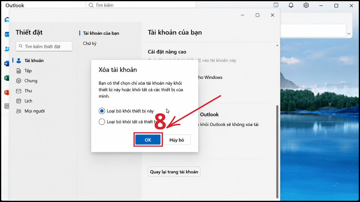 Cách đăng xuất ứng dụng Outlook trên máy tính window - bước 5
