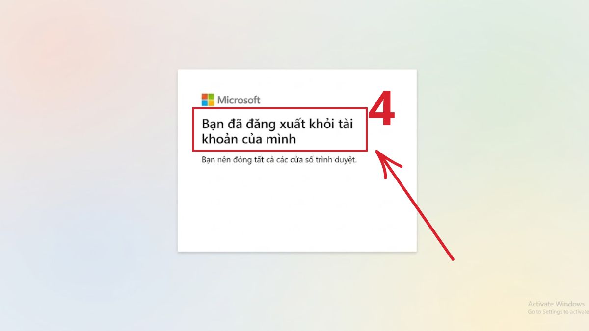 Cách đăng xuất Outlook trên website - bước 4