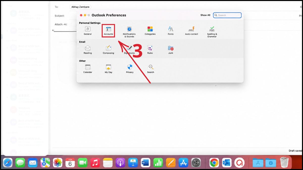 Cách đăng xuất ứng dụng Outlook trên máy tính macos - bước 2