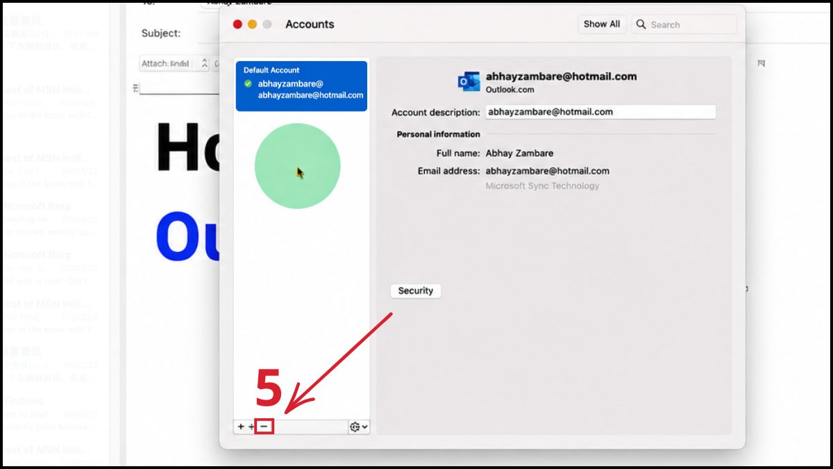 Cách đăng xuất ứng dụng Outlook trên máy tính macos - bước 4