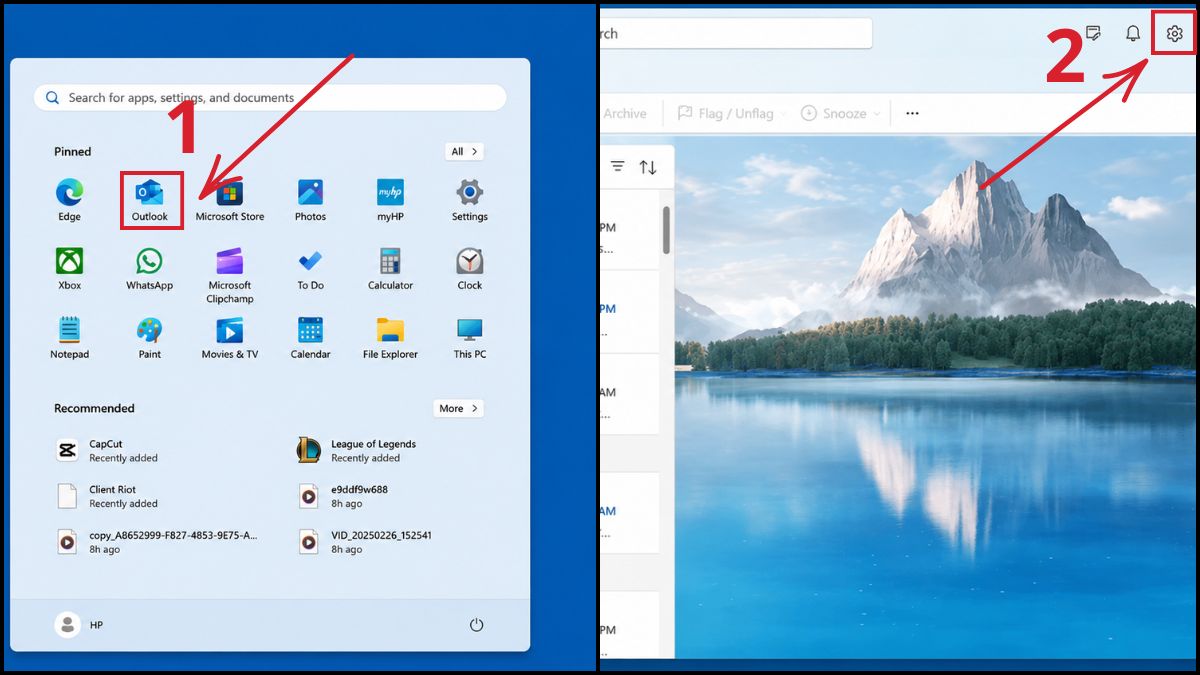 Cách đăng xuất ứng dụng Outlook trên máy tính window - bước 1