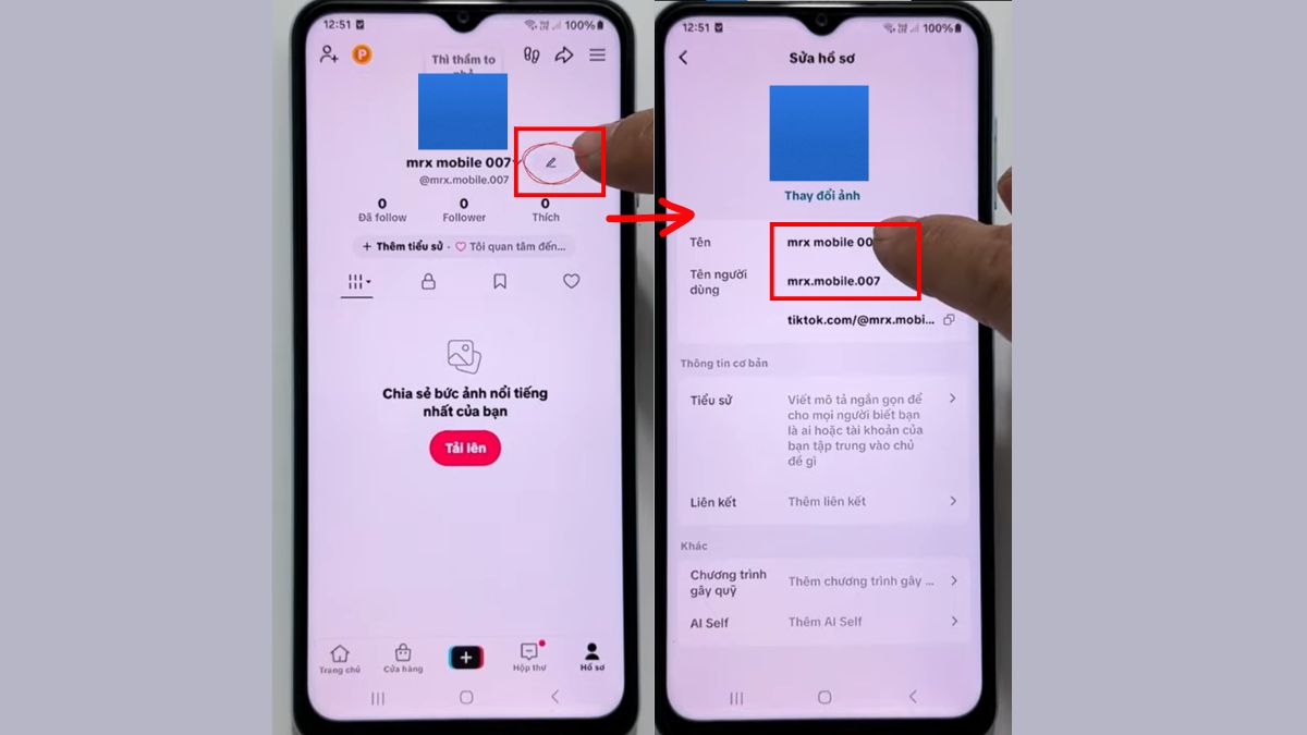 Hướng dẫn đổi tên TikTok và kiểm tra trùng lặp ID - bước 2