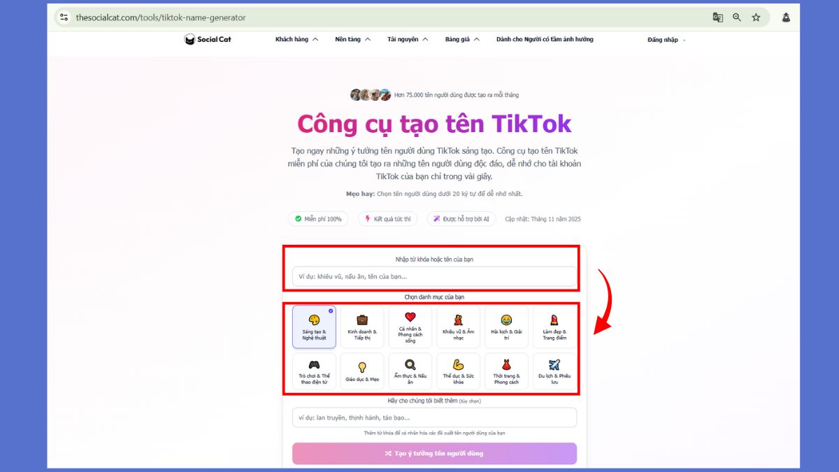 Hướng dẫn dùng công cụ AI tạo tên TikTok tự động miễn phí - 2