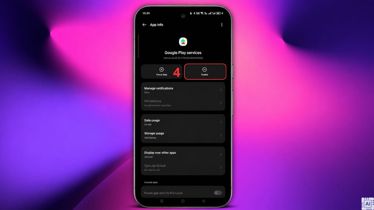 Cách bật lại dịch vụ Google Play khi bị vô hiệu hóa - bước 3