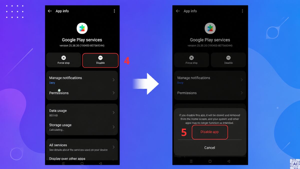 Cách vô hiệu hóa dịch vụ Google Play - bước 3