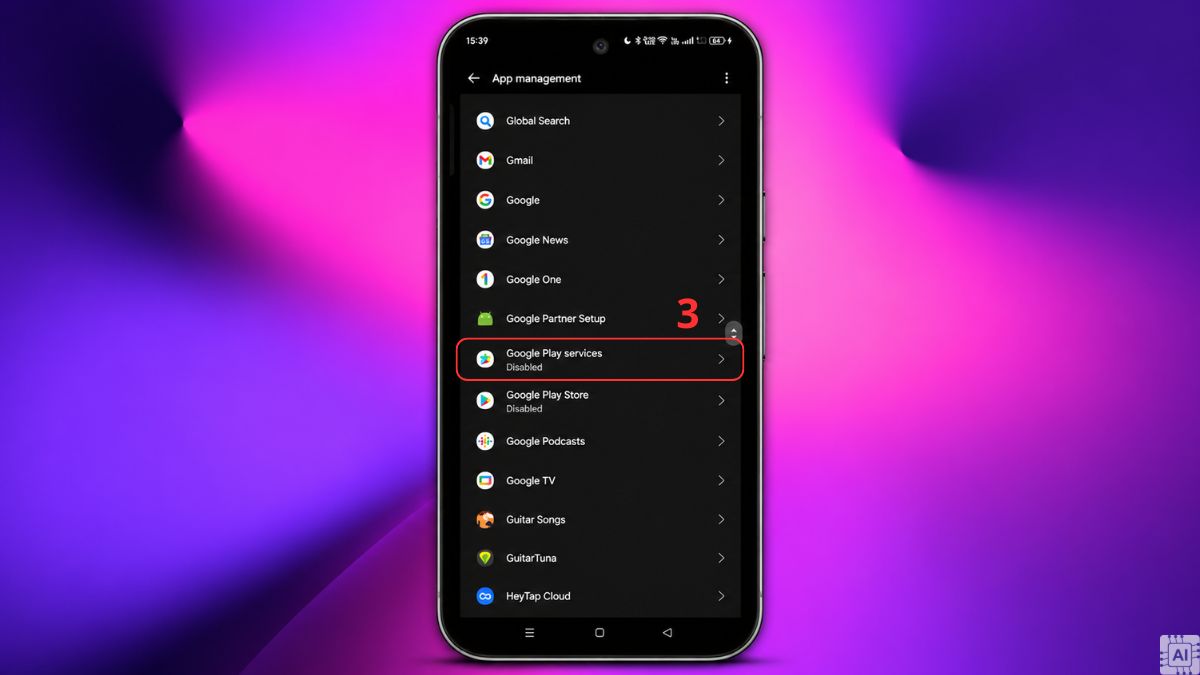 Cách bật lại dịch vụ Google Play khi bị vô hiệu hóa - bước 2