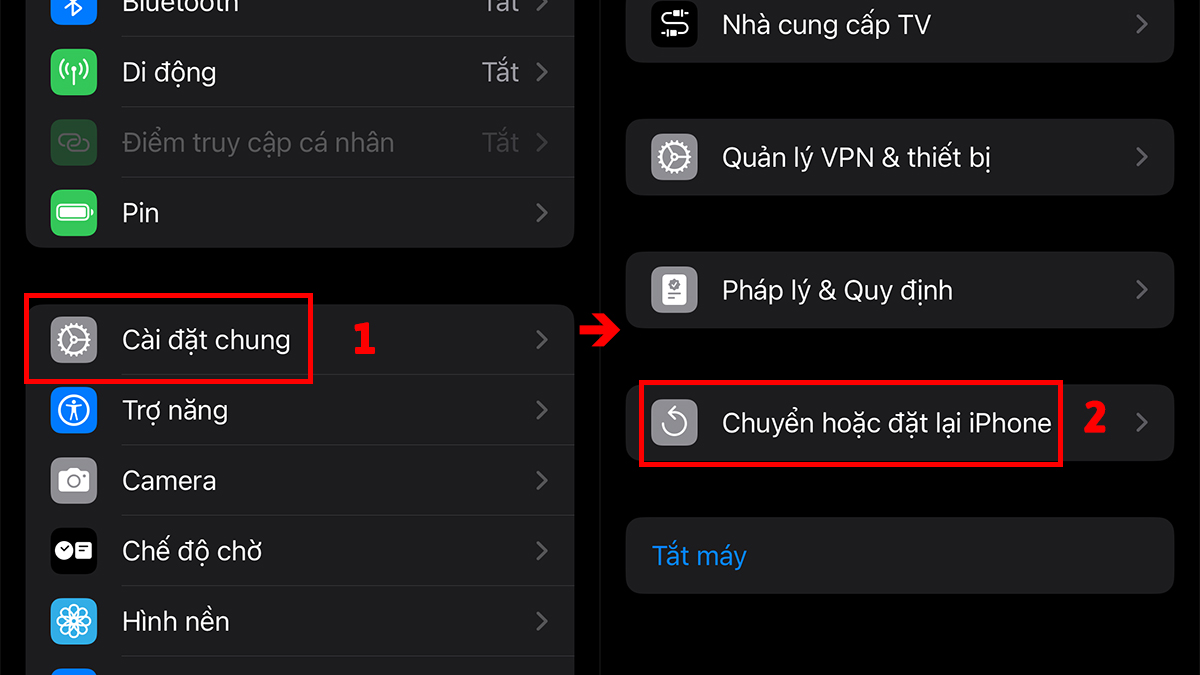 Cách khắc phục điện thoại nhận SIM nhưng không có dịch vụ - cài đặt lại chế độ mạng - bước 1,2