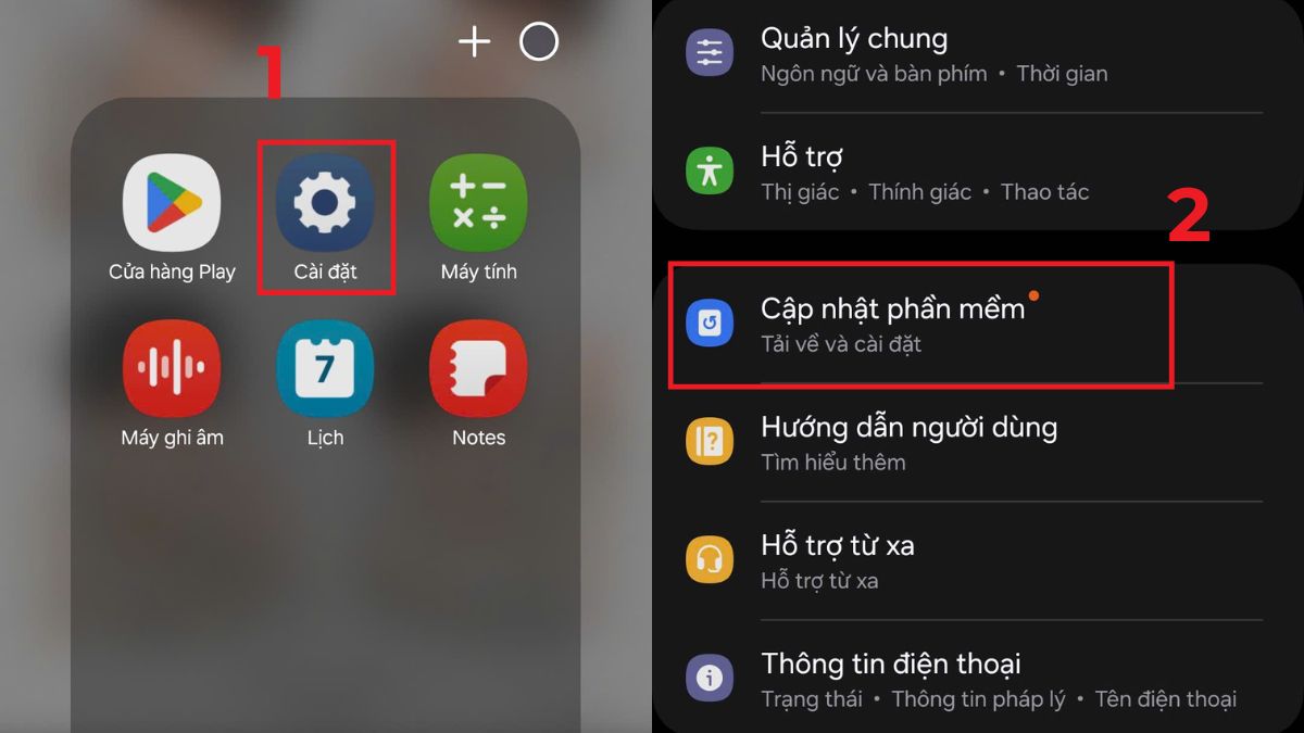 Cách khắc phục khi điện thoại Samsung báo thiết bị quá nóng - cập nhật phiên bản hệ điều hành mới - bước 1