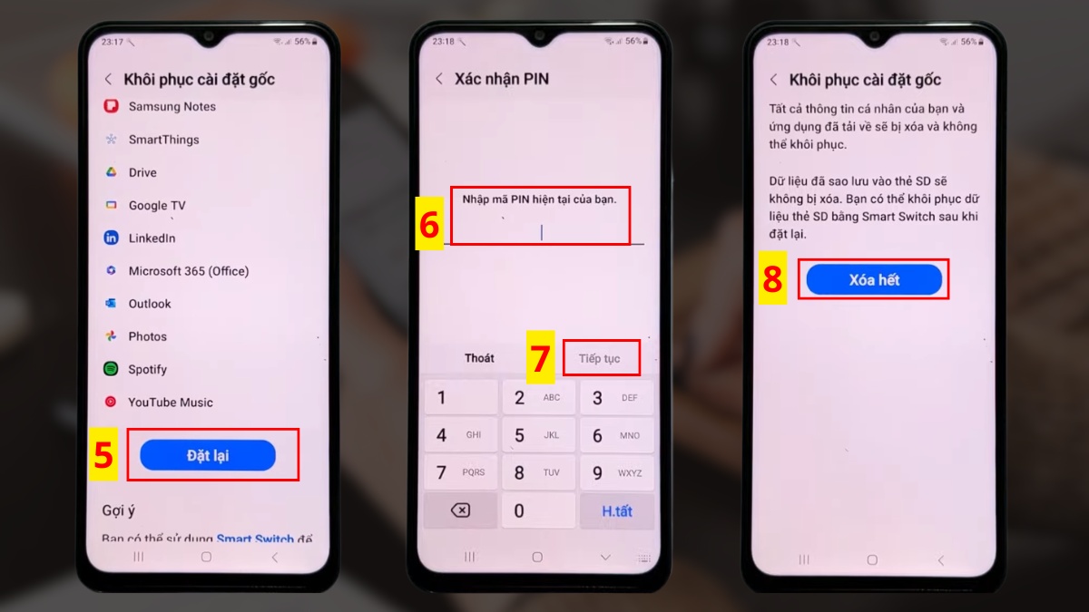 khôi phục cài đặt gốc khi màn hình samsung loạn màu - bước 3