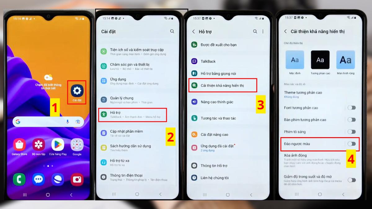 Tắt chế độ Đảo ngược màu trên Samsung khi màn hình bị loạn màu