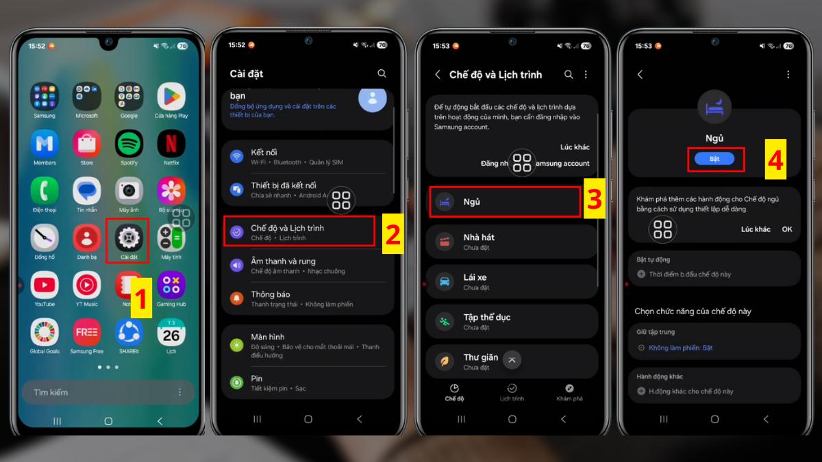 Tắt chế độ ngủ trên Samsung khi màn hình bị trắng đen
