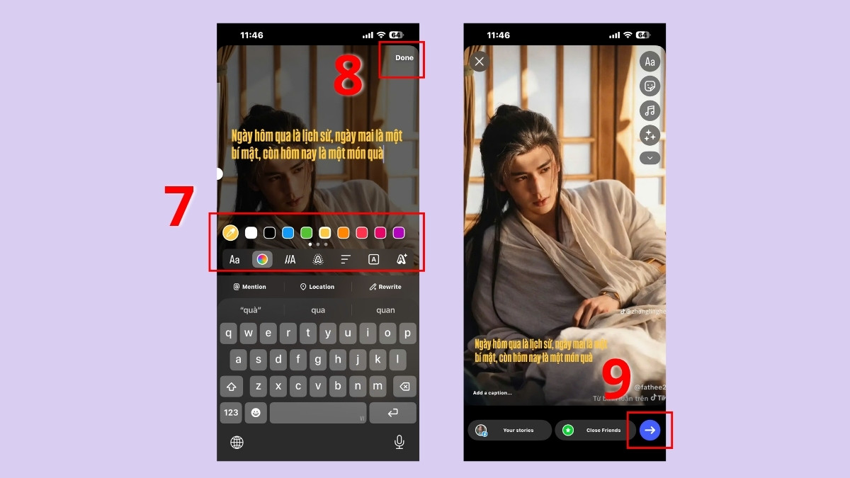 Cách đổi font chữ trên Instagram Story - bước 4