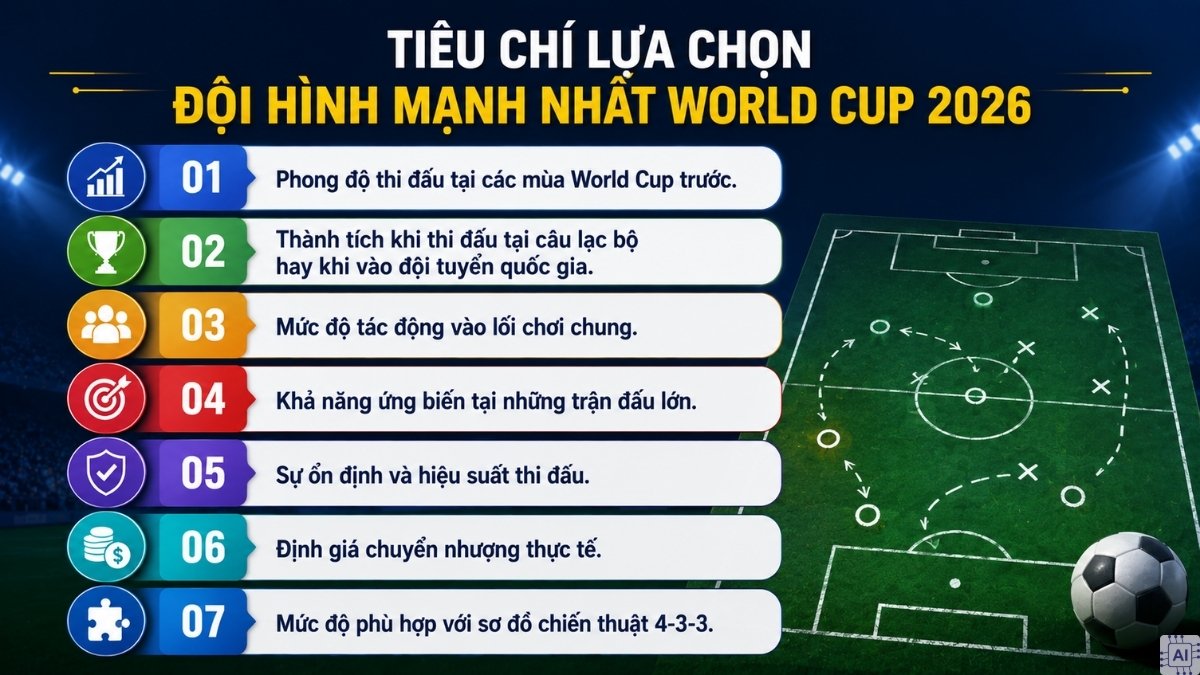 Tiêu chí lựa chọn đội hình mạnh nhất World Cup 2026