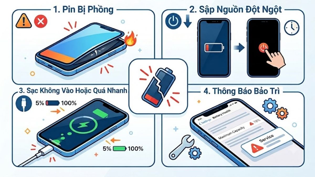 Dấu hiệu pin iPhone bị chai nặng cần thay thế ngay lập tức