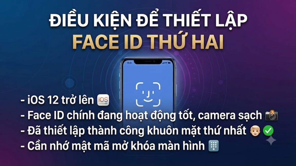 Điều kiện để thiết lập Face ID thứ hai trên iPhone