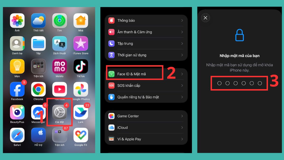 Cách xóa hoặc thay đổi Face ID thứ hai trên iPhone - bước 1,2,3