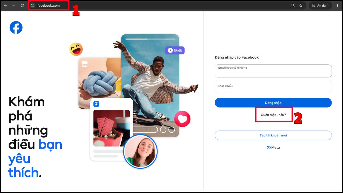 Cách lấy lại tài khoản Facebook bị hack và không đăng nhập được - bước 1