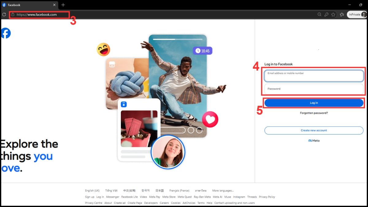 Cách sửa lỗi Facebook bị chậm, lag trên máy tính thử cửa sổ riêng tư kiểm tra xung đột - bước 2