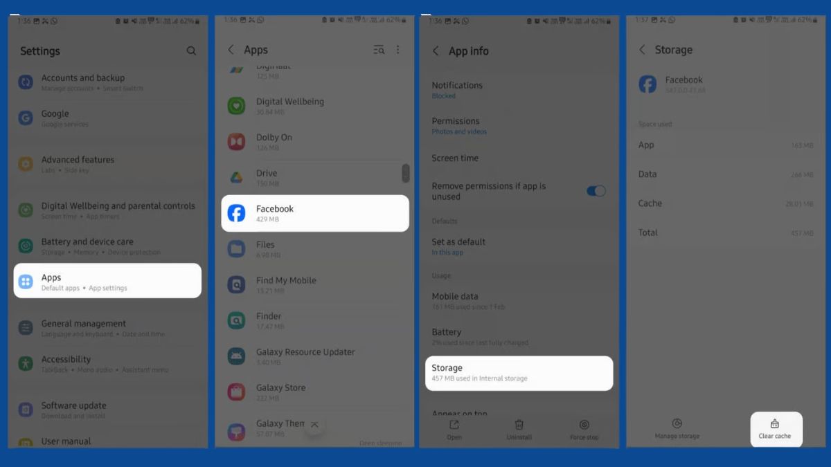 Cách khắc phục Facebook lag trên điện xóa cache app thoại android 