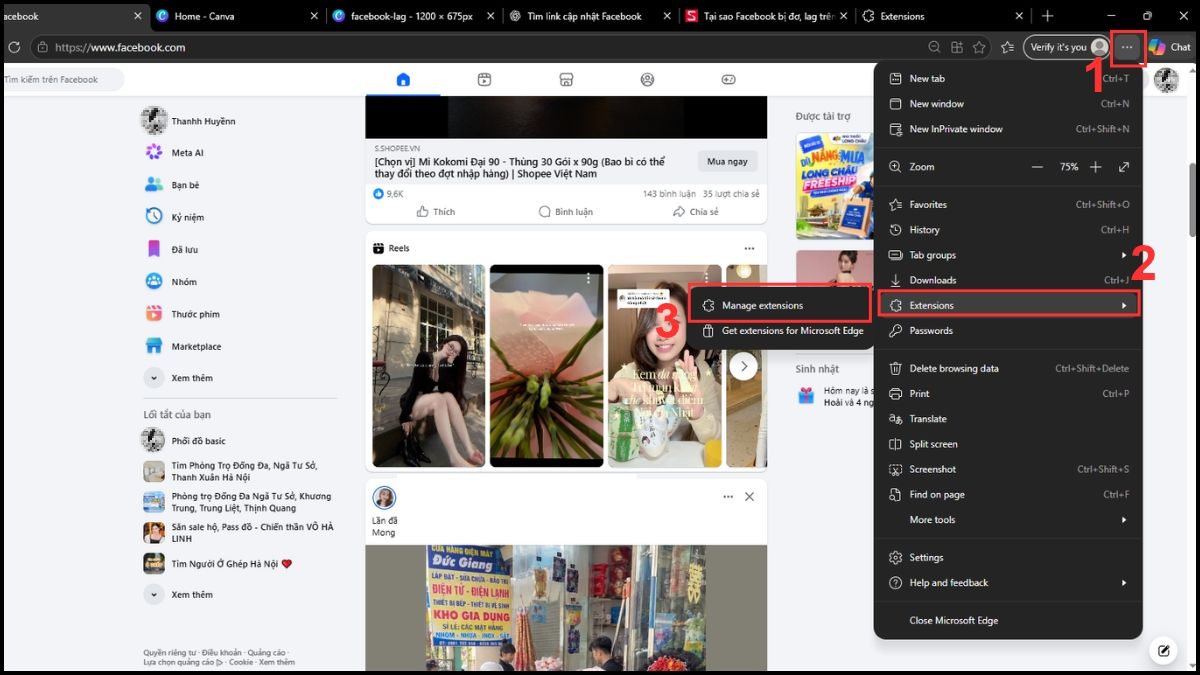 Cách sửa lỗi Facebook bị chậm, lag trên máy tính kiểm tra chrome, edge, firefox - bước 2