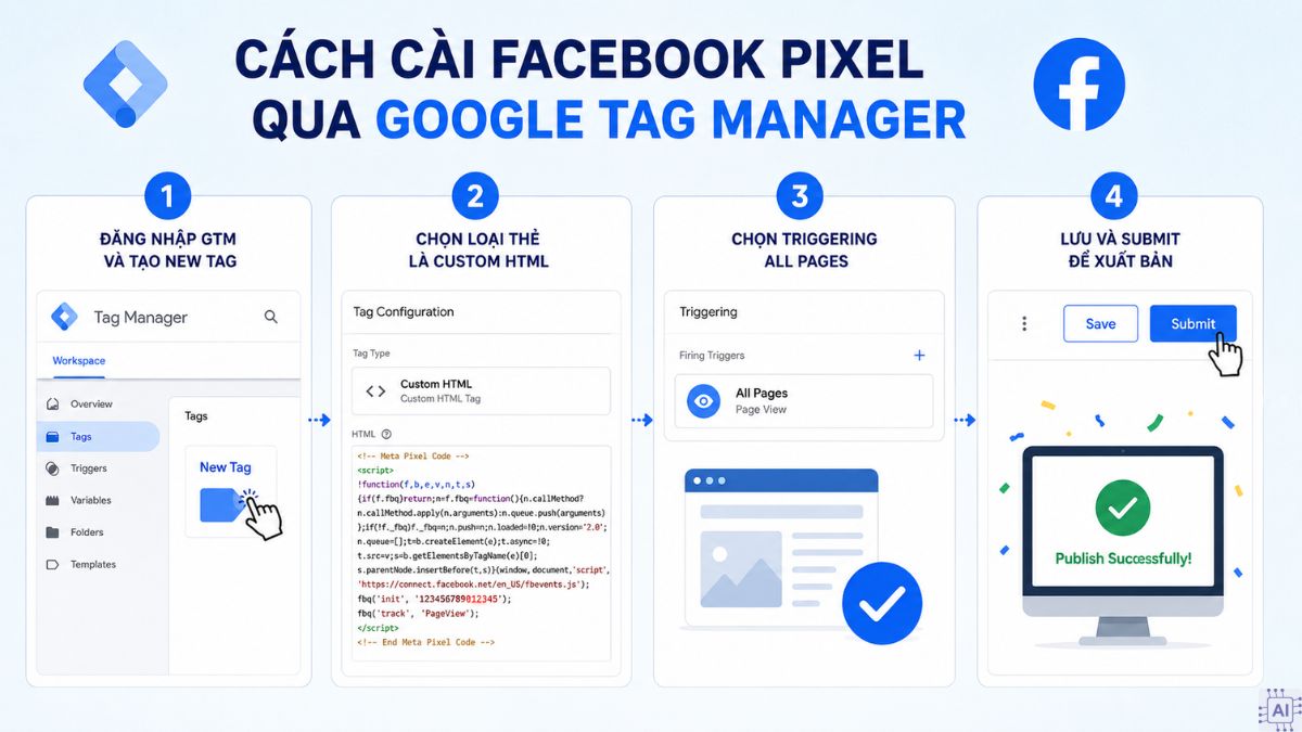 Cách cài Facebook Pixel qua Google Tag Manager