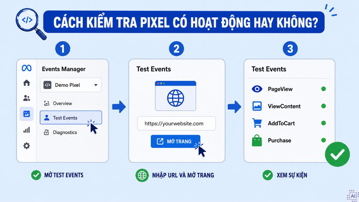 Cách kiểm tra Pixel có hoạt động hay không?
