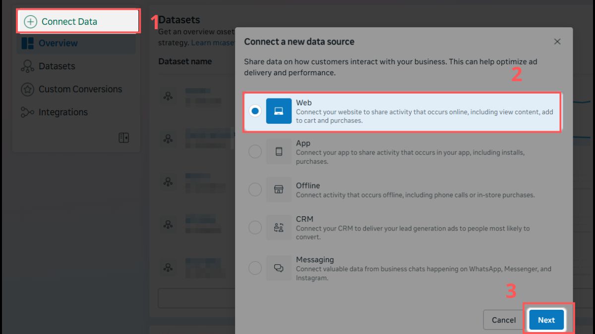 Cách tạo Facebook Pixel trong Meta Business Suite - bước 1
