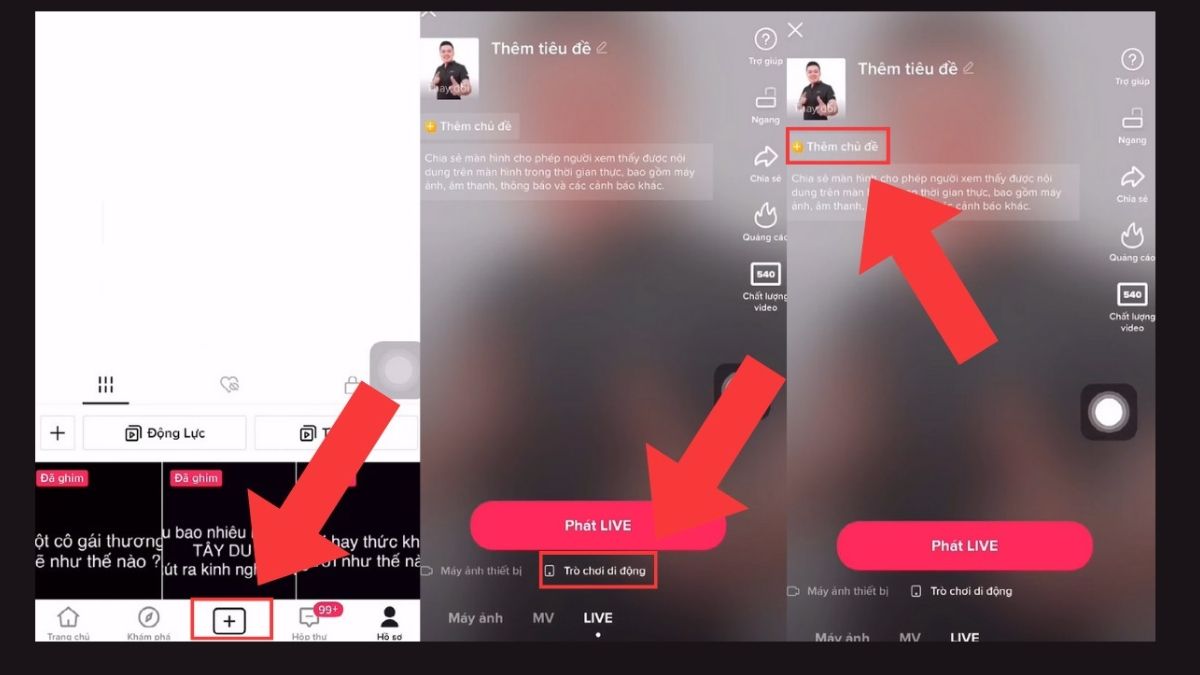  Quy trình cách live game TikTok bằng điện thoại - bước 1,2