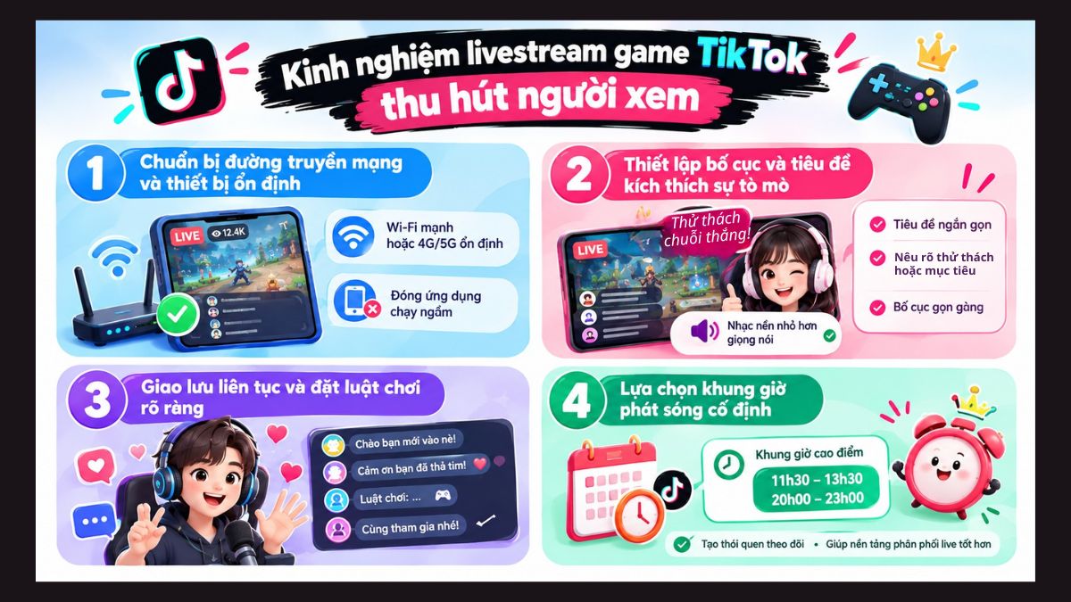 Kinh nghiệm livestream game TikTok thu hút người xem