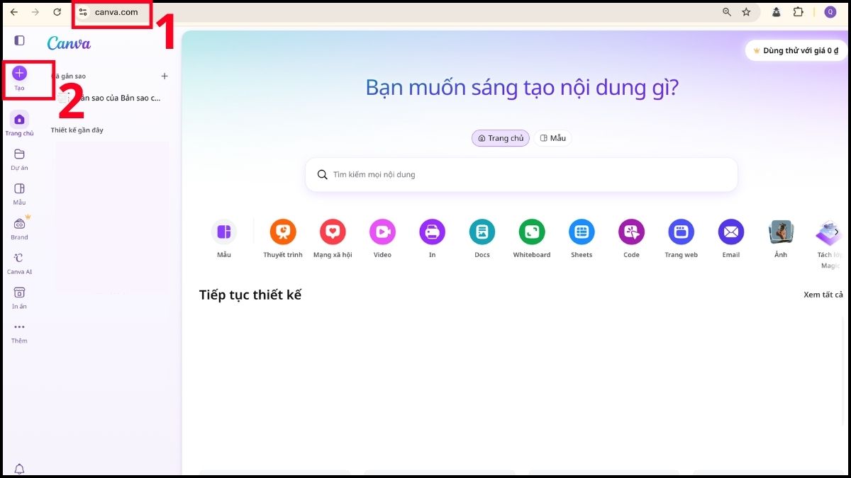 Cách ghép ảnh 2/9 online trên điện thoại và máy tính bằng canva - bước 1