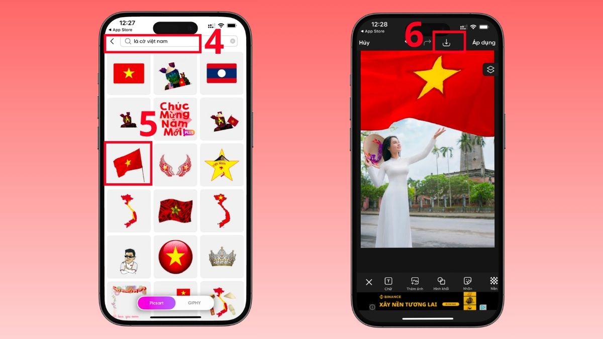 Cách ghép ảnh 2/9 online trên điện thoại và máy tính bằng picart - bước 4,5,6