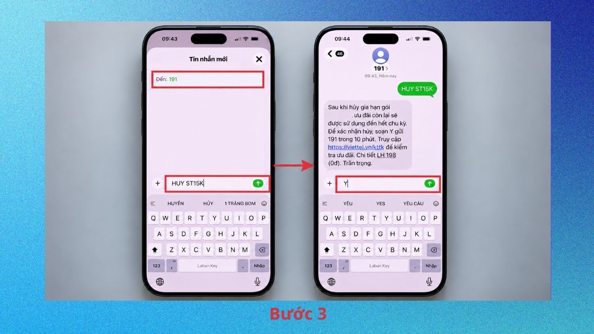 Cách kiểm tra dung lượng và hủy gói mạng 3 ngày - bước 2,3
