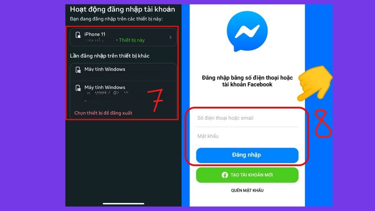 Cách khắc phục gọi Messenger không có tiếng trên iPhone - đăng xuất và đăng nhập lại messenger - bước 3