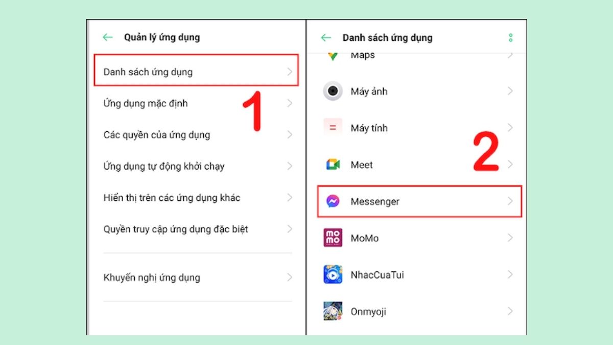 Cách khắc phục gọi Messenger không có tiếng trên Android -  xóa cache và dữ liệu - bước 1