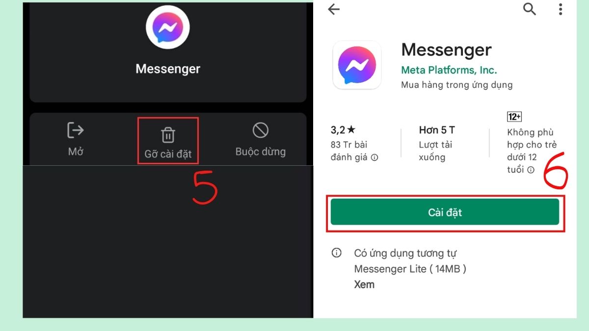 Cách khắc phục gọi Messenger không có tiếng trên Android -  xóa cache và dữ liệu - bước 3
