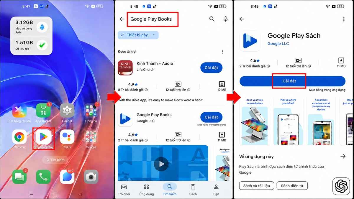 Cách tải Google Play Books trên điện thoại android