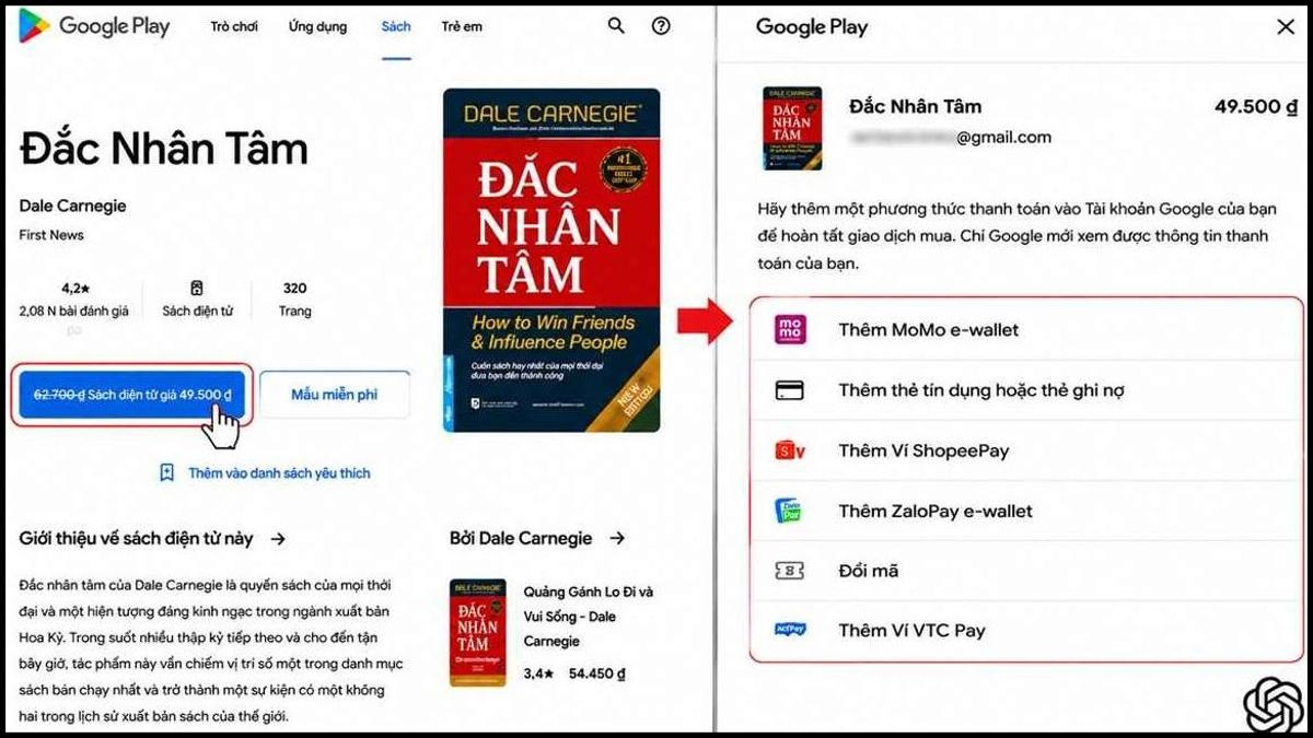 Hướng dẫn mua sách trên Google Play Books - bước 3,4
